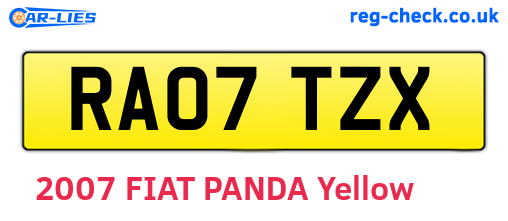 RA07TZX are the vehicle registration plates.