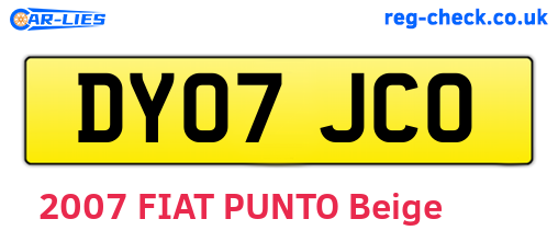 DY07JCO are the vehicle registration plates.