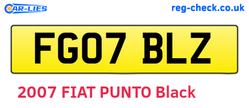 FG07BLZ are the vehicle registration plates.