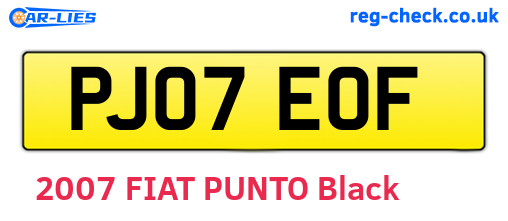 PJ07EOF are the vehicle registration plates.