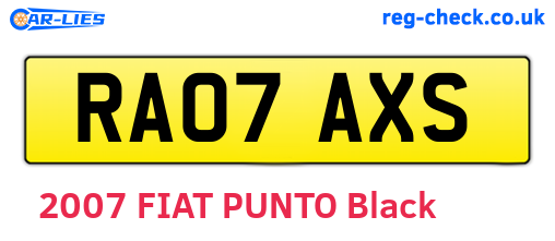 RA07AXS are the vehicle registration plates.