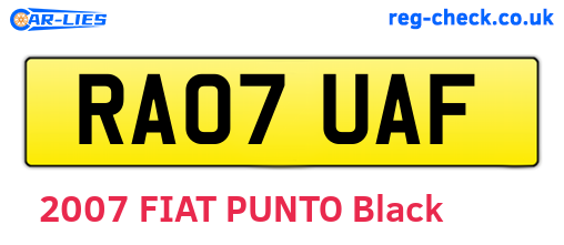 RA07UAF are the vehicle registration plates.