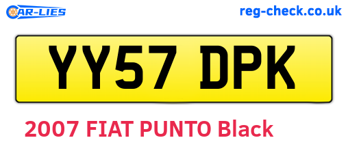 YY57DPK are the vehicle registration plates.