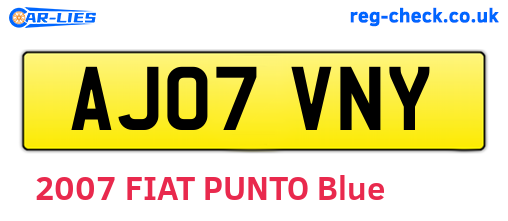 AJ07VNY are the vehicle registration plates.