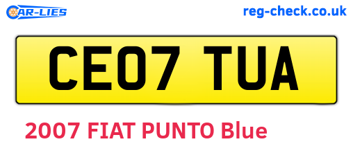 CE07TUA are the vehicle registration plates.