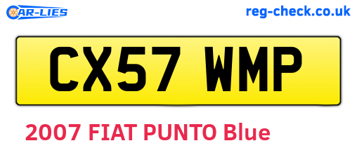 CX57WMP are the vehicle registration plates.