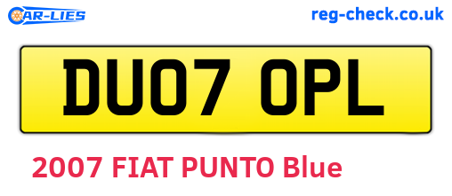 DU07OPL are the vehicle registration plates.
