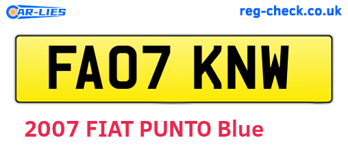FA07KNW are the vehicle registration plates.