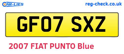 GF07SXZ are the vehicle registration plates.