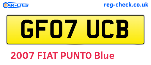 GF07UCB are the vehicle registration plates.