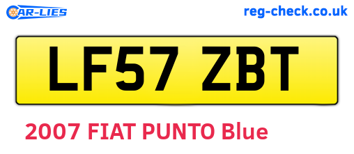 LF57ZBT are the vehicle registration plates.