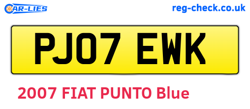PJ07EWK are the vehicle registration plates.