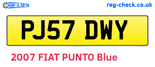 PJ57DWY are the vehicle registration plates.