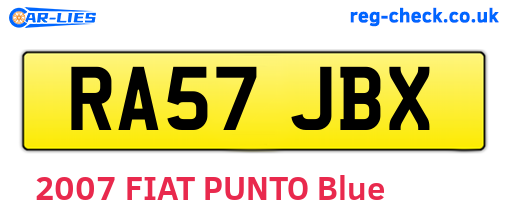 RA57JBX are the vehicle registration plates.