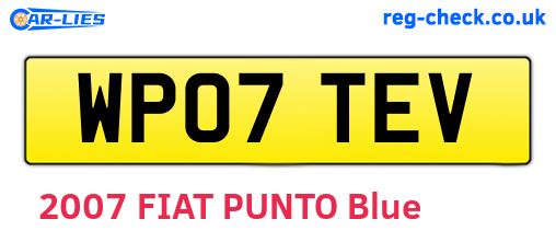 WP07TEV are the vehicle registration plates.