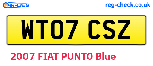 WT07CSZ are the vehicle registration plates.