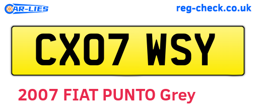 CX07WSY are the vehicle registration plates.