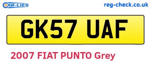 GK57UAF are the vehicle registration plates.
