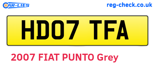HD07TFA are the vehicle registration plates.