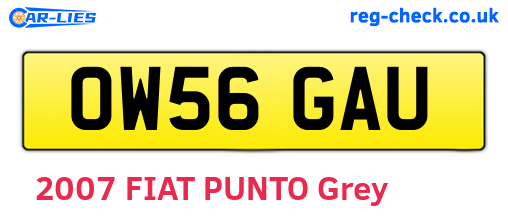 OW56GAU are the vehicle registration plates.