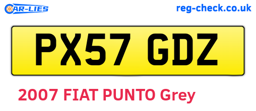 PX57GDZ are the vehicle registration plates.