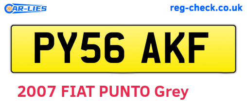 PY56AKF are the vehicle registration plates.