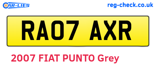 RA07AXR are the vehicle registration plates.