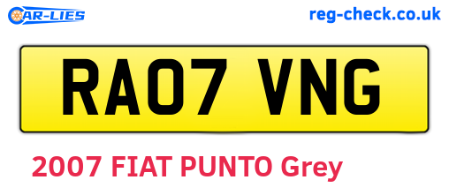 RA07VNG are the vehicle registration plates.