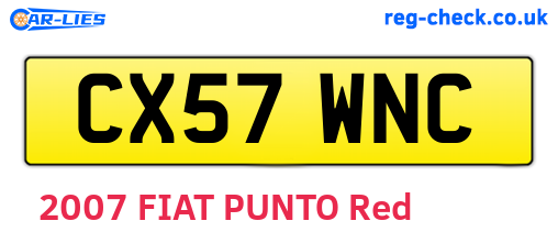 CX57WNC are the vehicle registration plates.