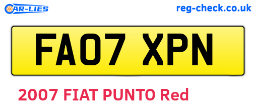 FA07XPN are the vehicle registration plates.