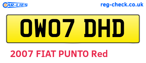 OW07DHD are the vehicle registration plates.