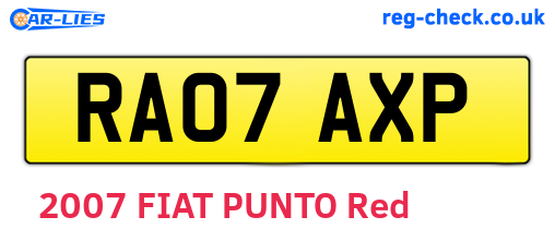 RA07AXP are the vehicle registration plates.
