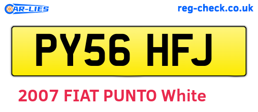 PY56HFJ are the vehicle registration plates.