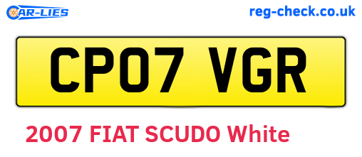 CP07VGR are the vehicle registration plates.