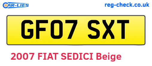 GF07SXT are the vehicle registration plates.