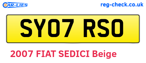 SY07RSO are the vehicle registration plates.
