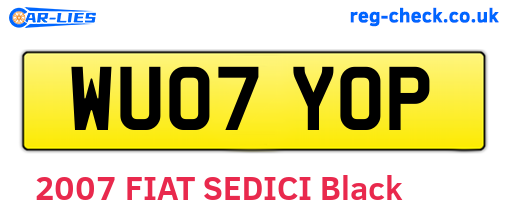WU07YOP are the vehicle registration plates.