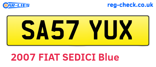 SA57YUX are the vehicle registration plates.