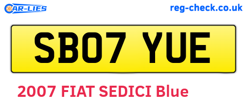 SB07YUE are the vehicle registration plates.