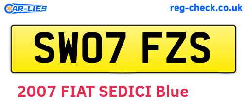 SW07FZS are the vehicle registration plates.