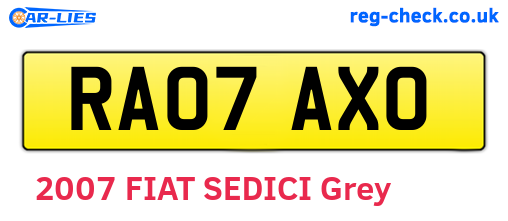RA07AXO are the vehicle registration plates.