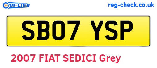 SB07YSP are the vehicle registration plates.