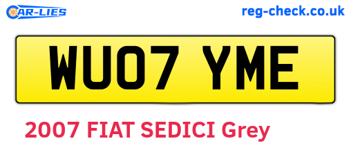 WU07YME are the vehicle registration plates.