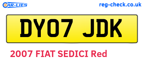 DY07JDK are the vehicle registration plates.