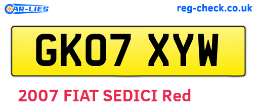 GK07XYW are the vehicle registration plates.