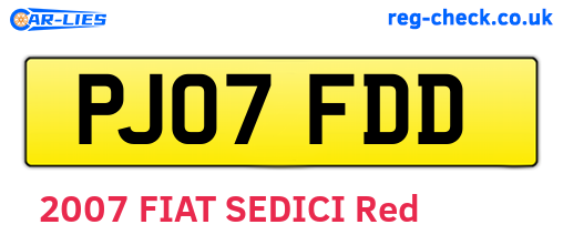 PJ07FDD are the vehicle registration plates.