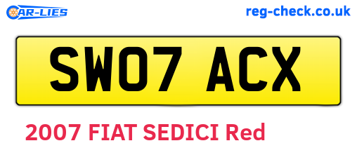 SW07ACX are the vehicle registration plates.