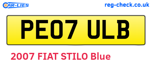 PE07ULB are the vehicle registration plates.