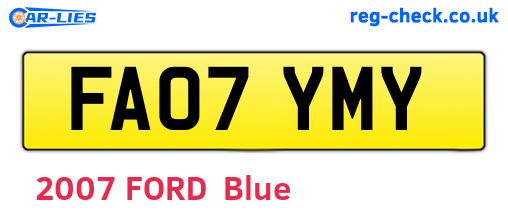 FA07YMY are the vehicle registration plates.
