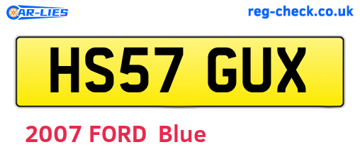 HS57GUX are the vehicle registration plates.
